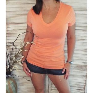 V-Neck Basic Boyfriend Baby Tee Light Coral 2020